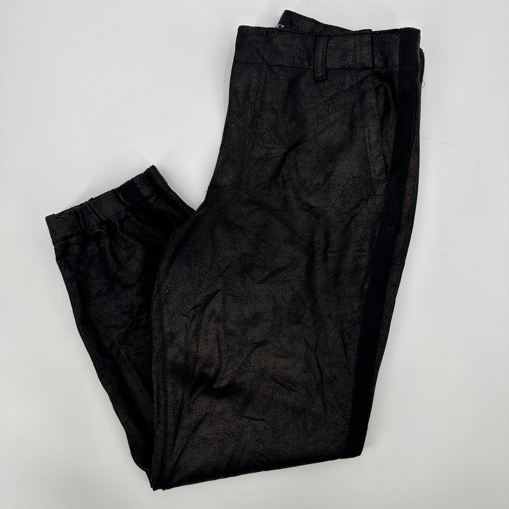 KUT From The Kloth Frida High Rise Slim Track Pants Metallic Black Size 8